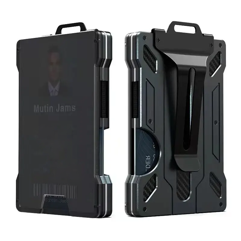 Porte carte homme - éclat noir, carte élégante, miroir identité