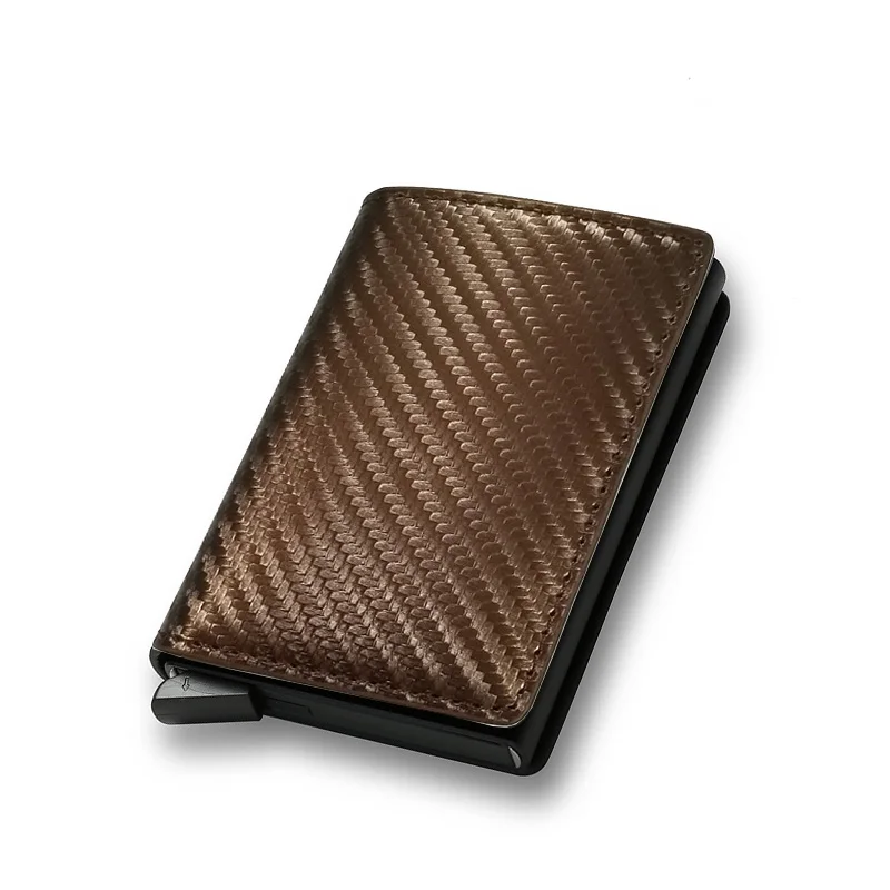 Porte carte homme - marron tissé éclat