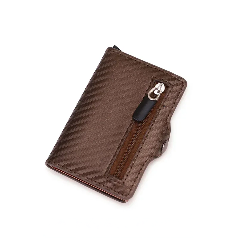 Porte carte homme - cuir élégant, nuances chocolat, rêve doré