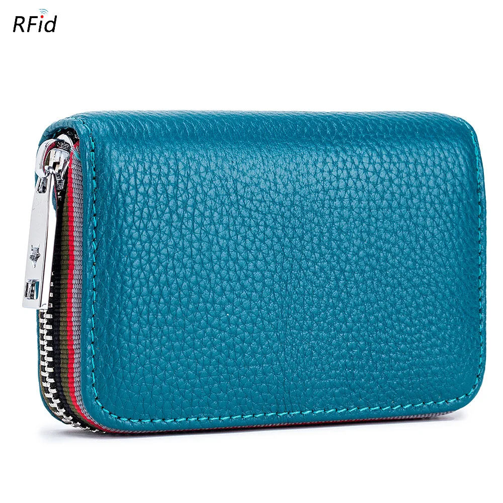 Porte carte cuir femme - saphir céleste