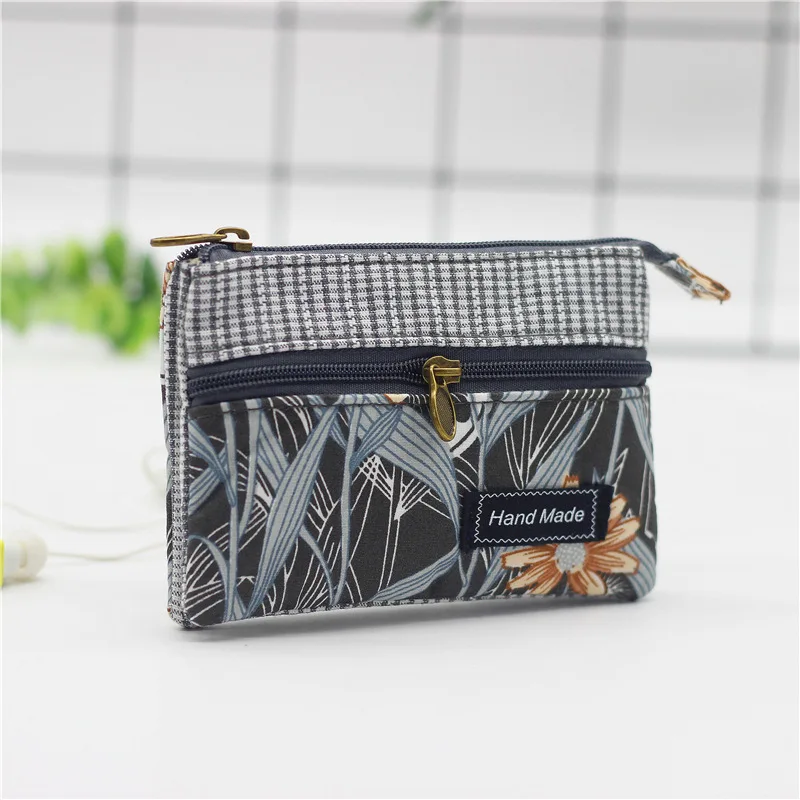 Porte monnaie carte femme - carreaux fleuris