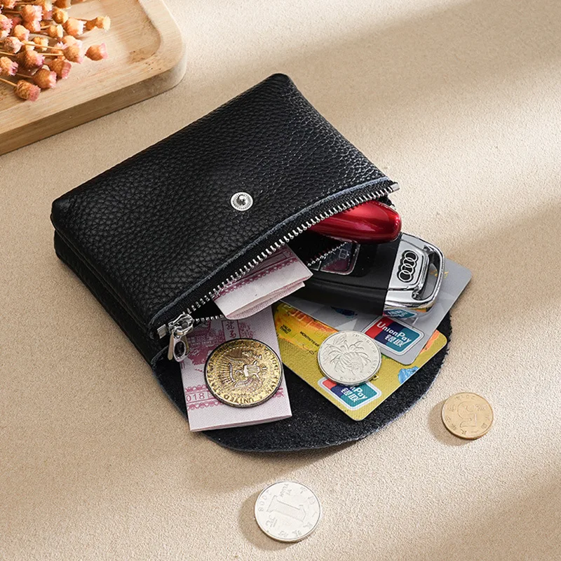 Porte monnaie carte femme - noir élégance zippé