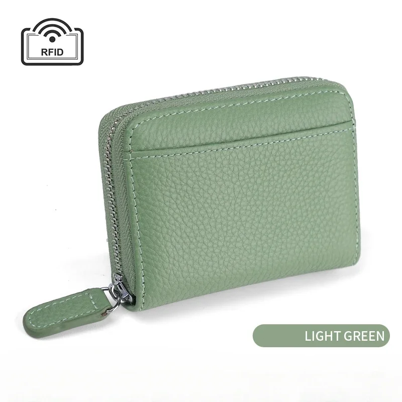 Porte carte en cuir pour femme - vert enchanté