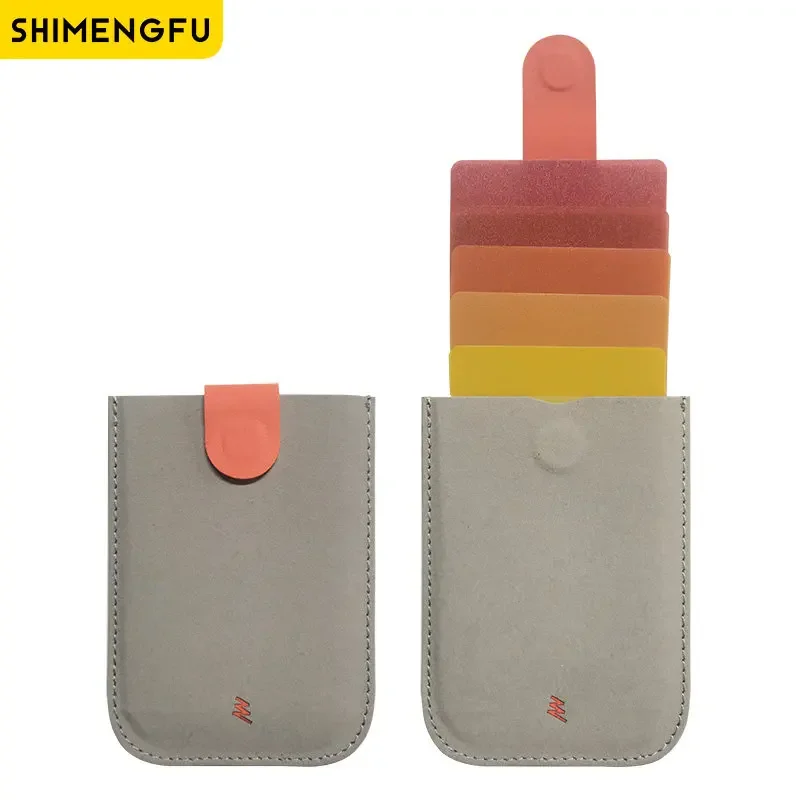 Porte carte en cuir femme - clip orange
