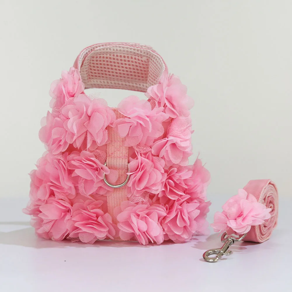 Harnais pour chien - harnais fleurie rose